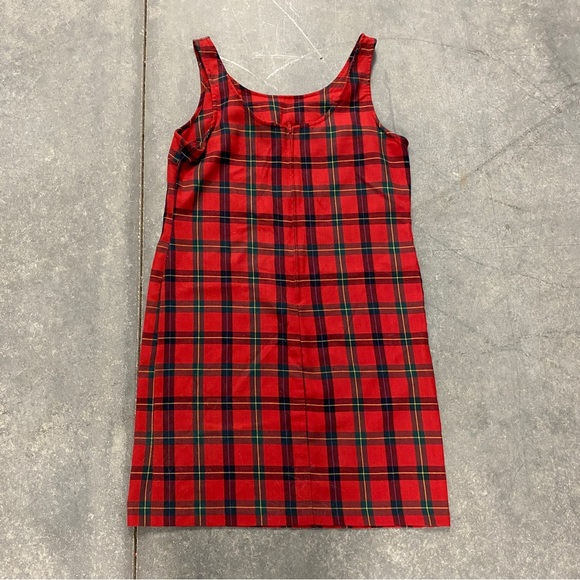 Vintage 90s red plaid pinafore dress womens 12 Katie Lee - Picture 2 of 3